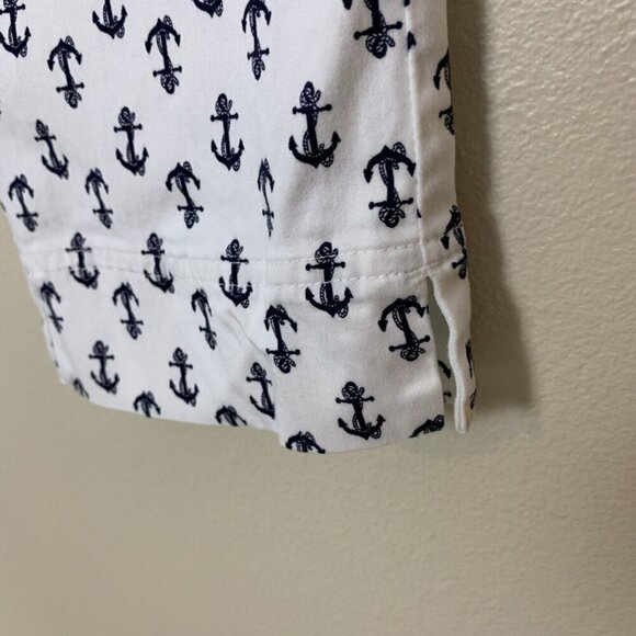 Charter Club Anchor Print Pants Off White Navy Nautical Classic Fit Womens 10 - Picture 2 of 14